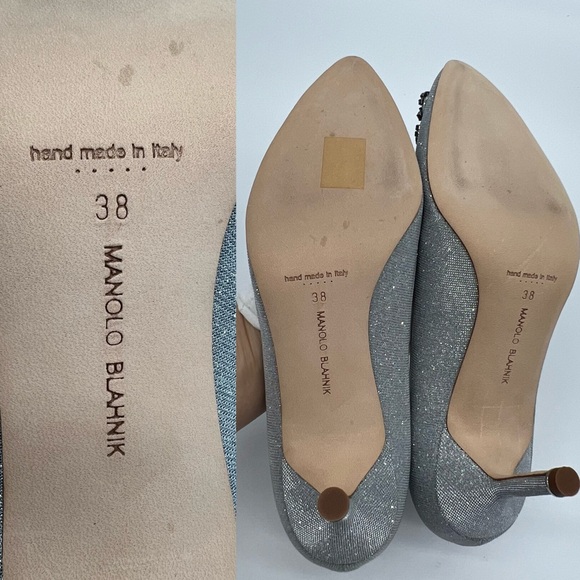 Authentic Manolo Blahnik classic silver Hangisi 70mm - Picture 6 of 15